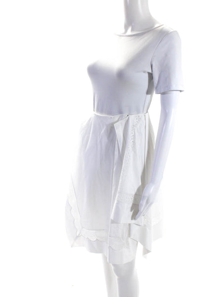 3.1 Phillip Lim Womens Cotton Layered Asymmetrical Hem Wrap Skirt White Size 00