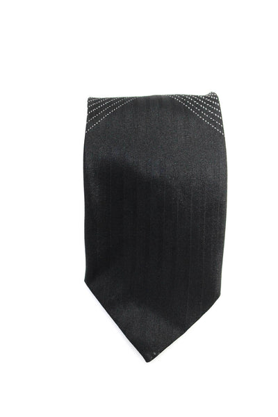 Dolce & Gabbana Mens Silk Ombre Striped Classic Neck Tie Black Gray Size OS