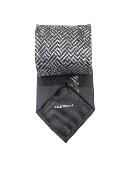 Dolce & Gabbana Mens Silk Ombre Striped Classic Neck Tie Black Gray Size OS