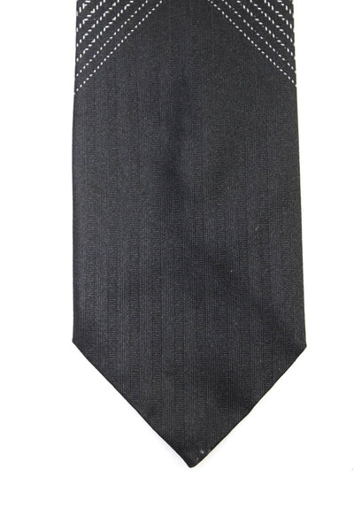 Dolce & Gabbana Mens Silk Ombre Striped Classic Neck Tie Black Gray Size OS