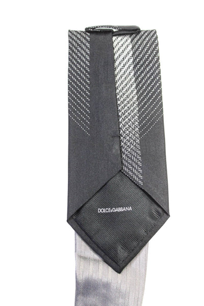 Dolce & Gabbana Mens Silk Ombre Striped Classic Neck Tie Black Gray Size OS