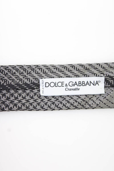 Dolce & Gabbana Mens Silk Ombre Striped Classic Neck Tie Black Gray Size OS