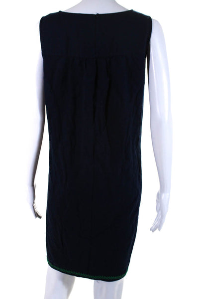 J Crew Womens Cotton Embroidered Sleeveless Button Up Shift Dress Navy Size XXL