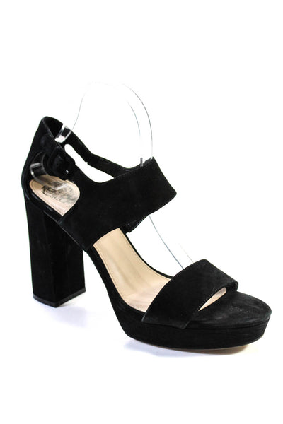 Vince Camuto Womens Suede Platform Ankle Strap High Heels Sandals Black Size 9.5