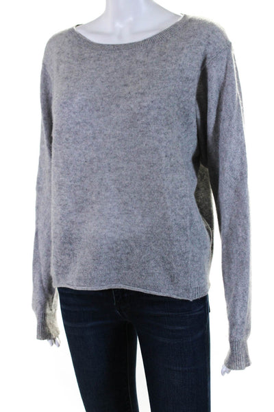 360 Cashmere Womens Cashmere Knit Long Sleeve Pullover Sweater Top Gray Size XS