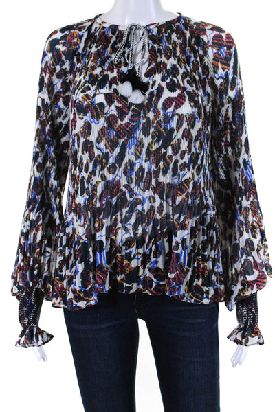 Derek Lam 10 Crosby Womens Abstract Print Pleated Blouse Top Multicolor Size 2