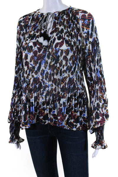 Derek Lam 10 Crosby Womens Abstract Print Pleated Blouse Top Multicolor Size 2