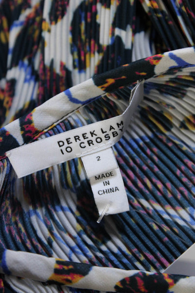 Derek Lam 10 Crosby Womens Abstract Print Pleated Blouse Top Multicolor Size 2