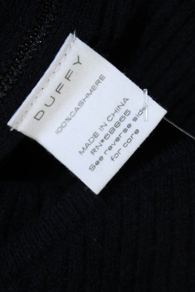 Duffy Womens Navy Cashmere Ribbed Crew Neck Shell Sweater Navy Blue Size Small