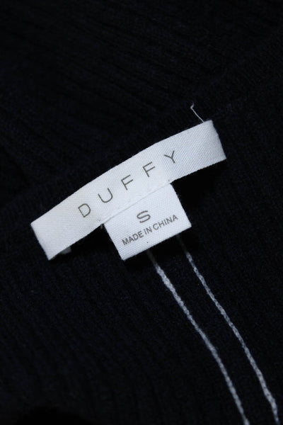 Duffy Womens Navy Cashmere Ribbed Crew Neck Shell Sweater Navy Blue Size Small