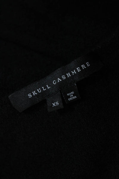 Skull Cashmere Womens Long Sleeves V Neck Sweater Black Size Extra Small