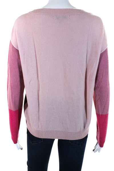 SWTR Womens Cashmere Long Sleeves Crew Neck Sweater Red Pink Size Small