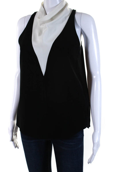 A.L.C. Womens Cowl Neck Sleeveless Tank Top Blouse Black White Size 2