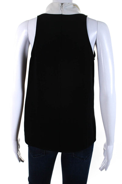 A.L.C. Womens Cowl Neck Sleeveless Tank Top Blouse Black White Size 2