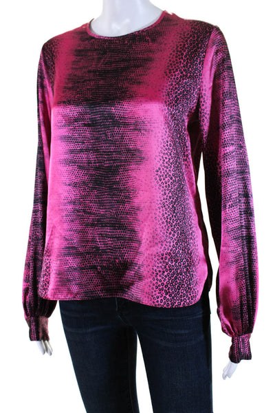 Generation Love Womens Animal Print Blouse Pink Black Size Extra Small