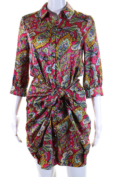 Cinq A Sept Womens Paisley Print Button Down A Line Dress Pink Size 0