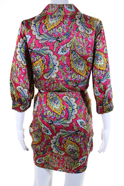 Cinq A Sept Womens Paisley Print Button Down A Line Dress Pink Size 0