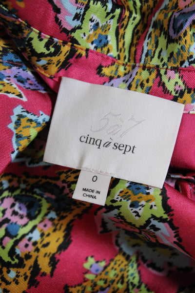 Cinq A Sept Womens Paisley Print Button Down A Line Dress Pink Size 0