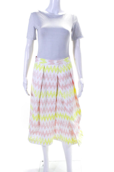 1 State Womens Back Zip Chevron Crop Top Midi Skirt Set White Multi Size Small