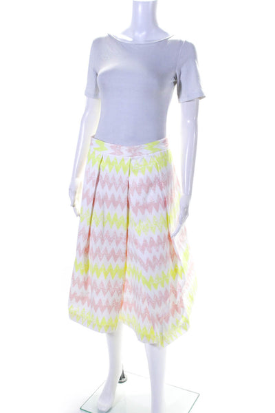 1 State Womens Back Zip Chevron Crop Top Midi Skirt Set White Multi Size Small