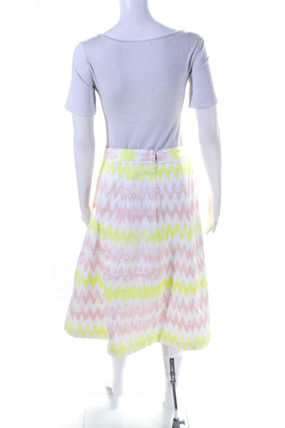 1 State Womens Back Zip Chevron Crop Top Midi Skirt Set White Multi Size Small