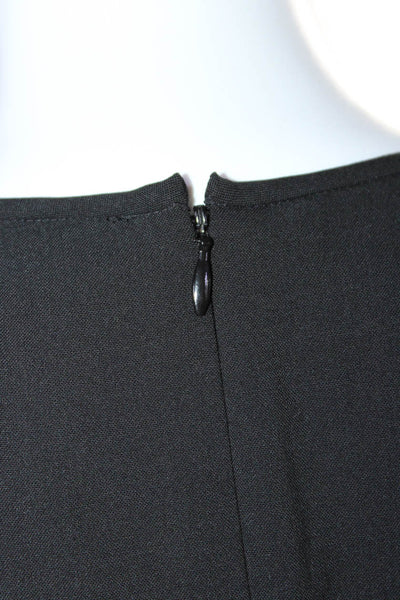 Theory Womens Back Zip Sleeveless V Neck Pleated A Line Dress Black Wool Size 6