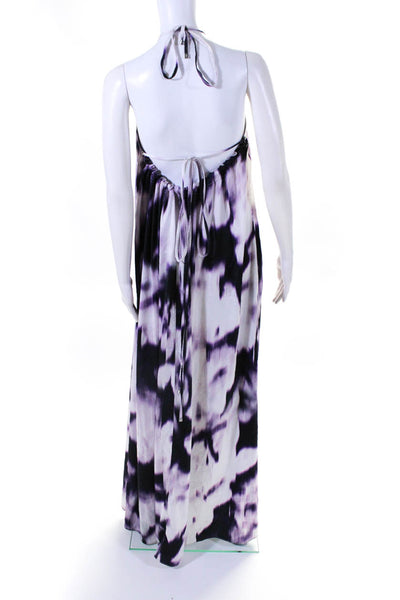 KAUFMANFRANCO Womens Purple Print Halter Maxi Purple Size LR 12903869