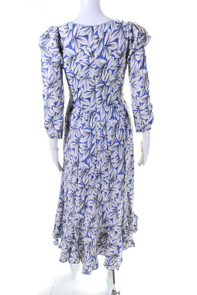 SIMKHAI Womens Ella Floral Midi Dress Blue Size 8R 13689836