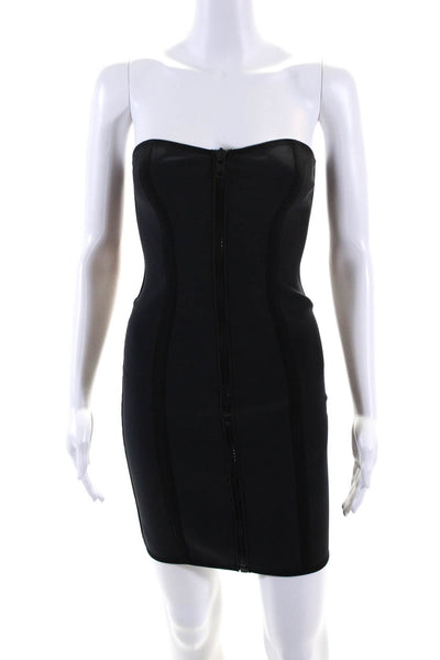 Lisa Marie Fernandez Womens Neoprene Strapless Front Zip Sheath Dress Black Sz 3