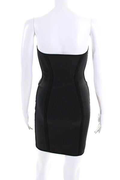Lisa Marie Fernandez Womens Neoprene Strapless Front Zip Sheath Dress Black Sz 3