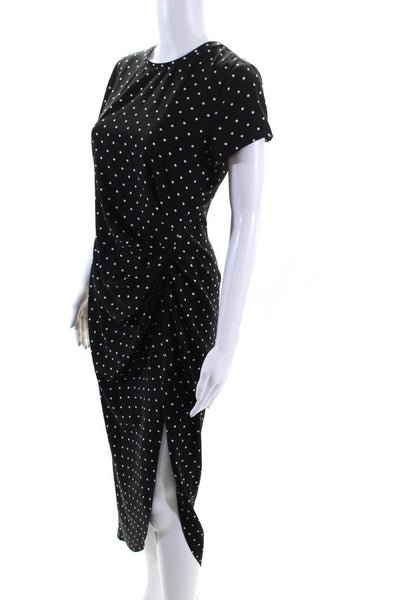 Something Navy Womens Short Sleeve Polka Dot Slit Sheath Dress Black Size Small