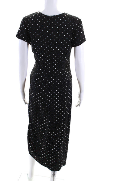 Something Navy Womens Short Sleeve Polka Dot Slit Sheath Dress Black Size Small