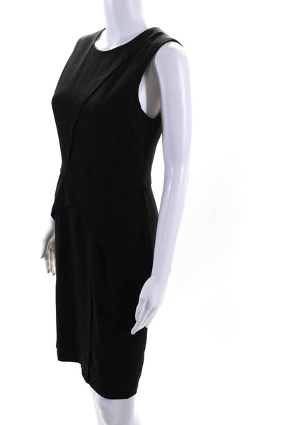 BCBG Max Azria Womens Surplice Crew Neck Sleeveless Sheath Dress Black Size 4