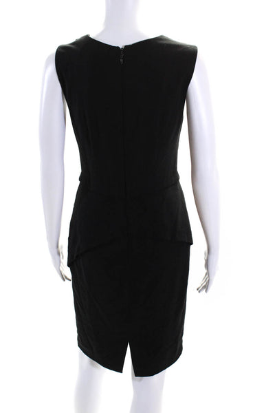 BCBG Max Azria Womens Surplice Crew Neck Sleeveless Sheath Dress Black Size 4