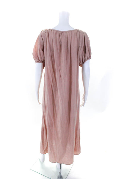9seed Womens Cotton Scoop Neck Short Sleeve Maxi Dress Pink Size PS