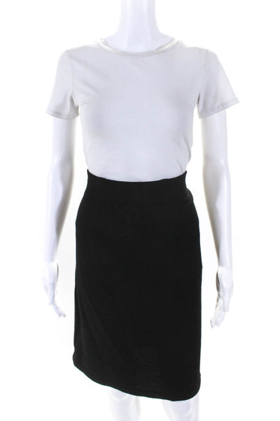 Eileen Fisher Womens Elastic Waist Knee Length Unlined Pencil Skirt Black Size P