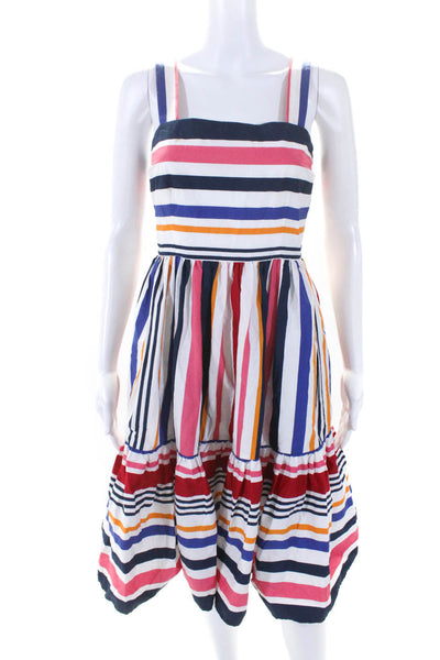 Vince Camuto Womens Sleeveless Square Neck Striped Dress White Multi Size 2