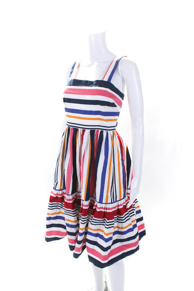 Vince Camuto Womens Sleeveless Square Neck Striped Dress White Multi Size 2