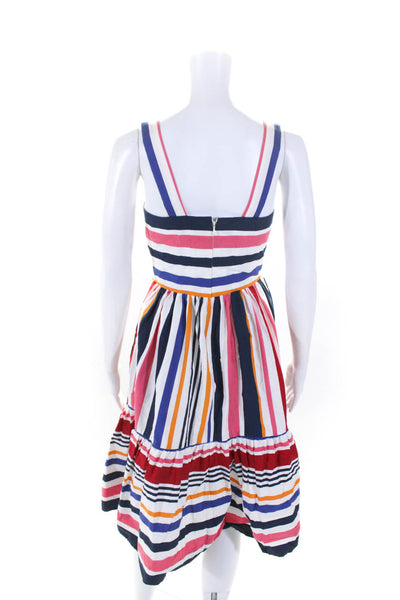 Vince Camuto Womens Sleeveless Square Neck Striped Dress White Multi Size 2