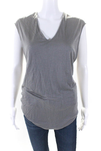 Helmut Lang Womens Sleeveless V Neck Knit Top Shirt Gray Size Petite