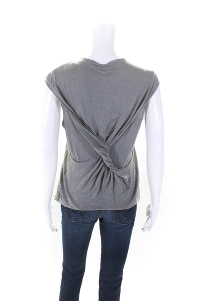 Helmut Lang Womens Sleeveless V Neck Knit Top Shirt Gray Size Petite