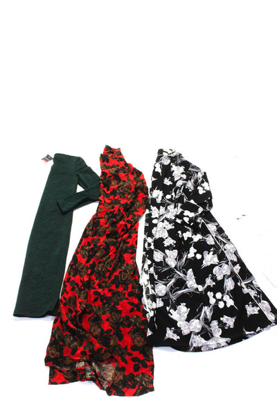 Topshop Womens Long Sleeve Floral Printed Dresses Green Black Red Size 4 6 Lot 3