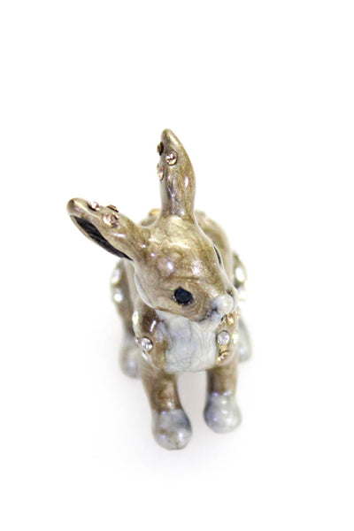 Jay Strongwater Womens Light Brown Enamel Crystal Mini Rabbit Figurine