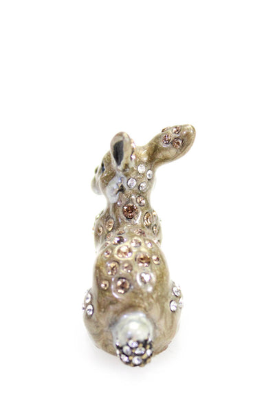 Jay Strongwater Womens Light Brown Enamel Crystal Mini Rabbit Figurine