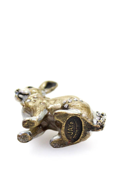 Jay Strongwater Womens Light Brown Enamel Crystal Mini Rabbit Figurine