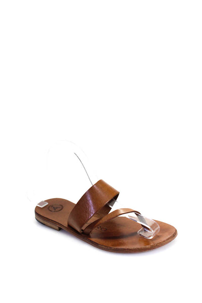 Alvaro Gonzalez Womens Leather Strappy Slip-On Mules Sandals Brown Size EUR37