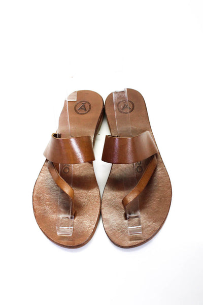 Alvaro Gonzalez Womens Leather Strappy Slip-On Mules Sandals Brown Size EUR37