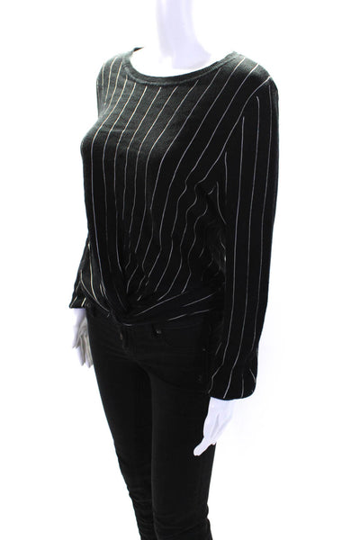 Victor Glemaud Womens Pinstripe Knot Front Top Black Size S 14632448