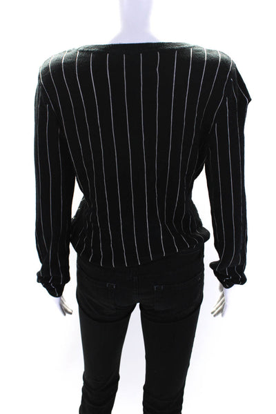 Victor Glemaud Womens Pinstripe Knot Front Top Black Size S 14632448