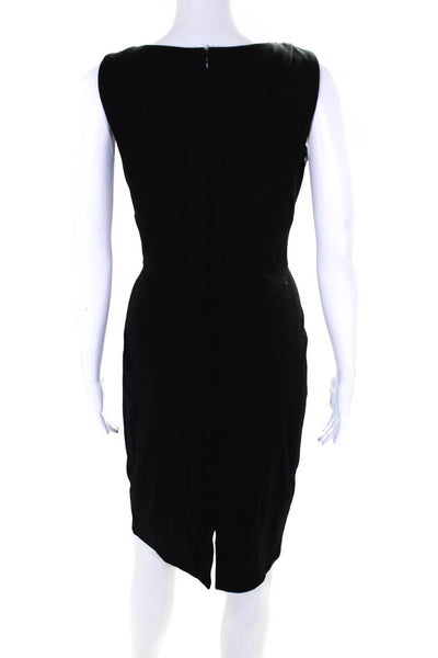 Kay Unger Womens Y Neck Ponte Sleeveless Sheath Dress Black Size 4